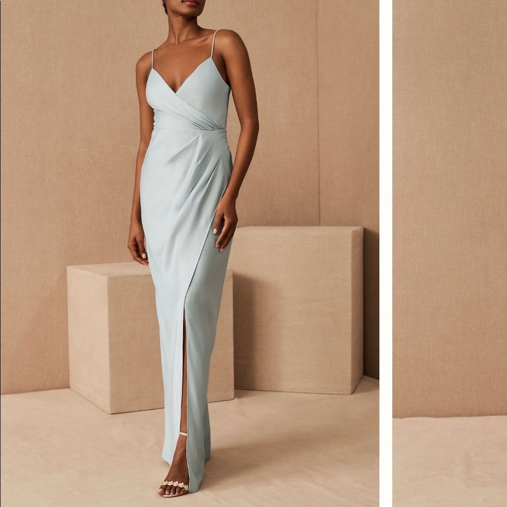 BHLDN Light Blue Satin Dress